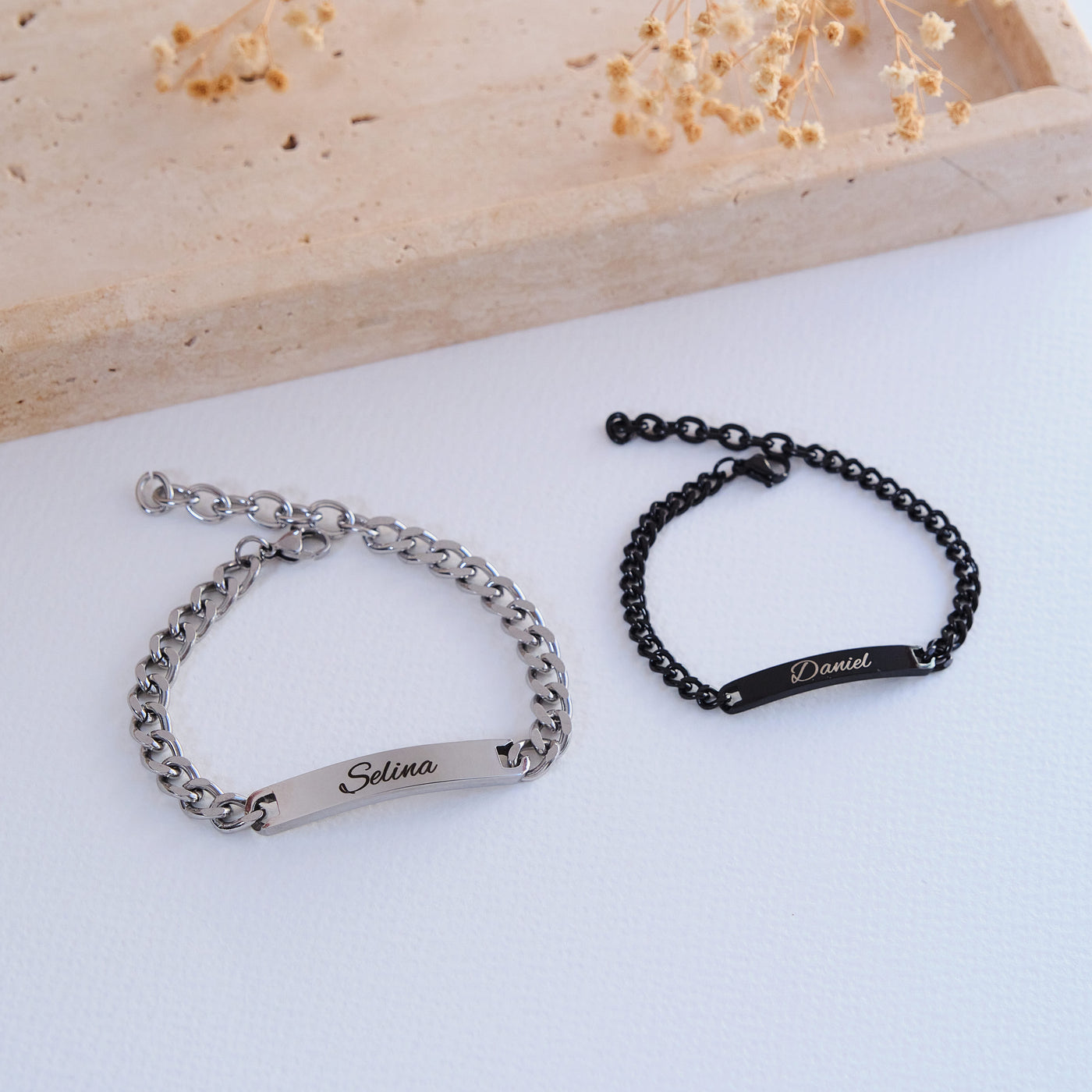 Silber Partnerarmband mit Gravur