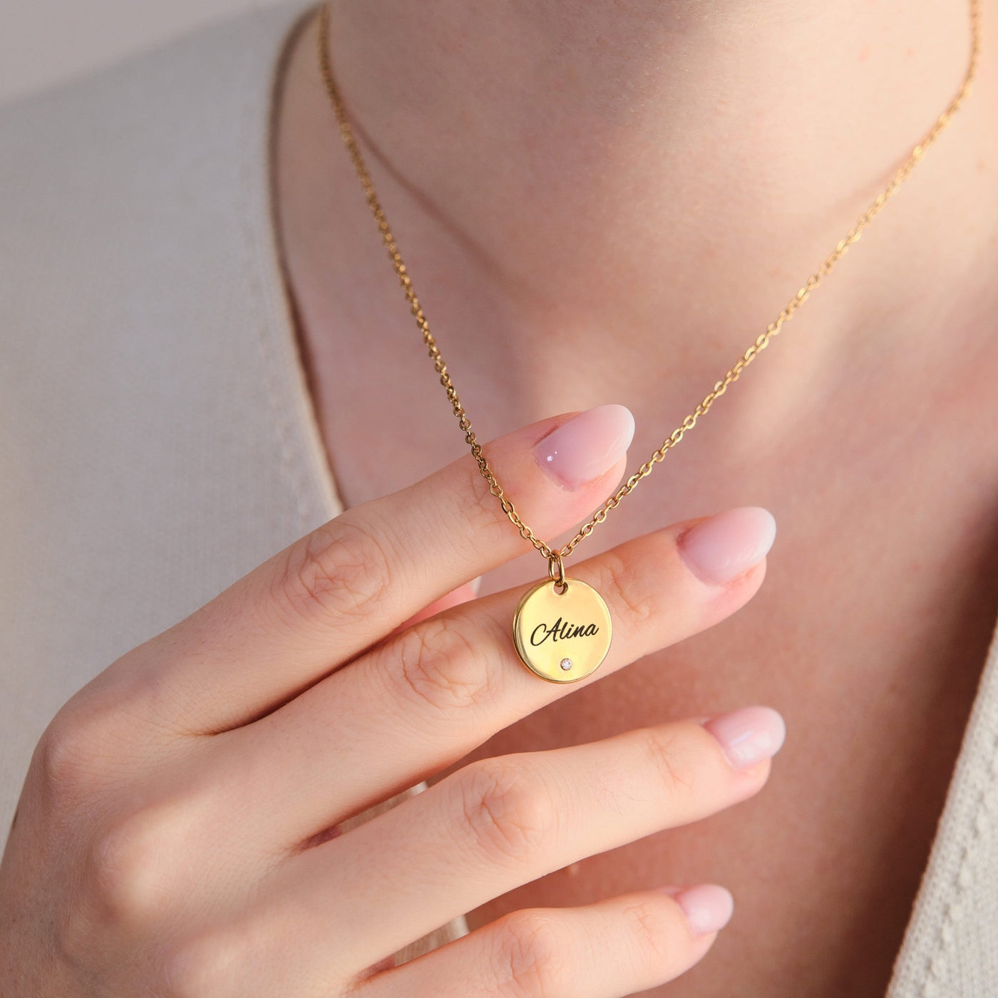 Mini Zirkonia Plättchen Halskette - OTANTO