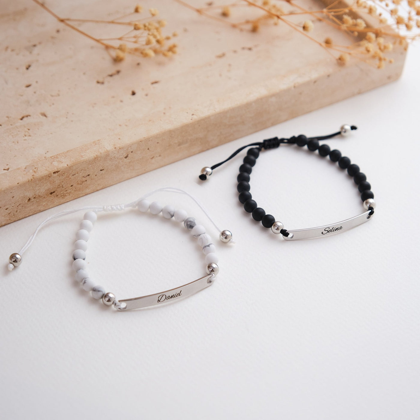 Partnerarmband mit schwarzen Perlen - OTANTO