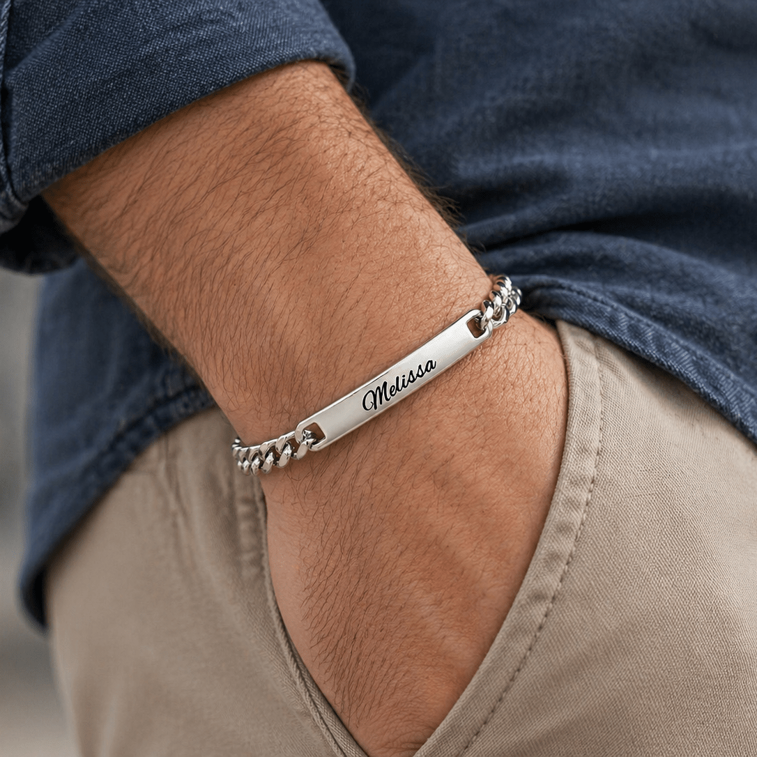 Silber Herrenarmband mit Gravur - OTANTO